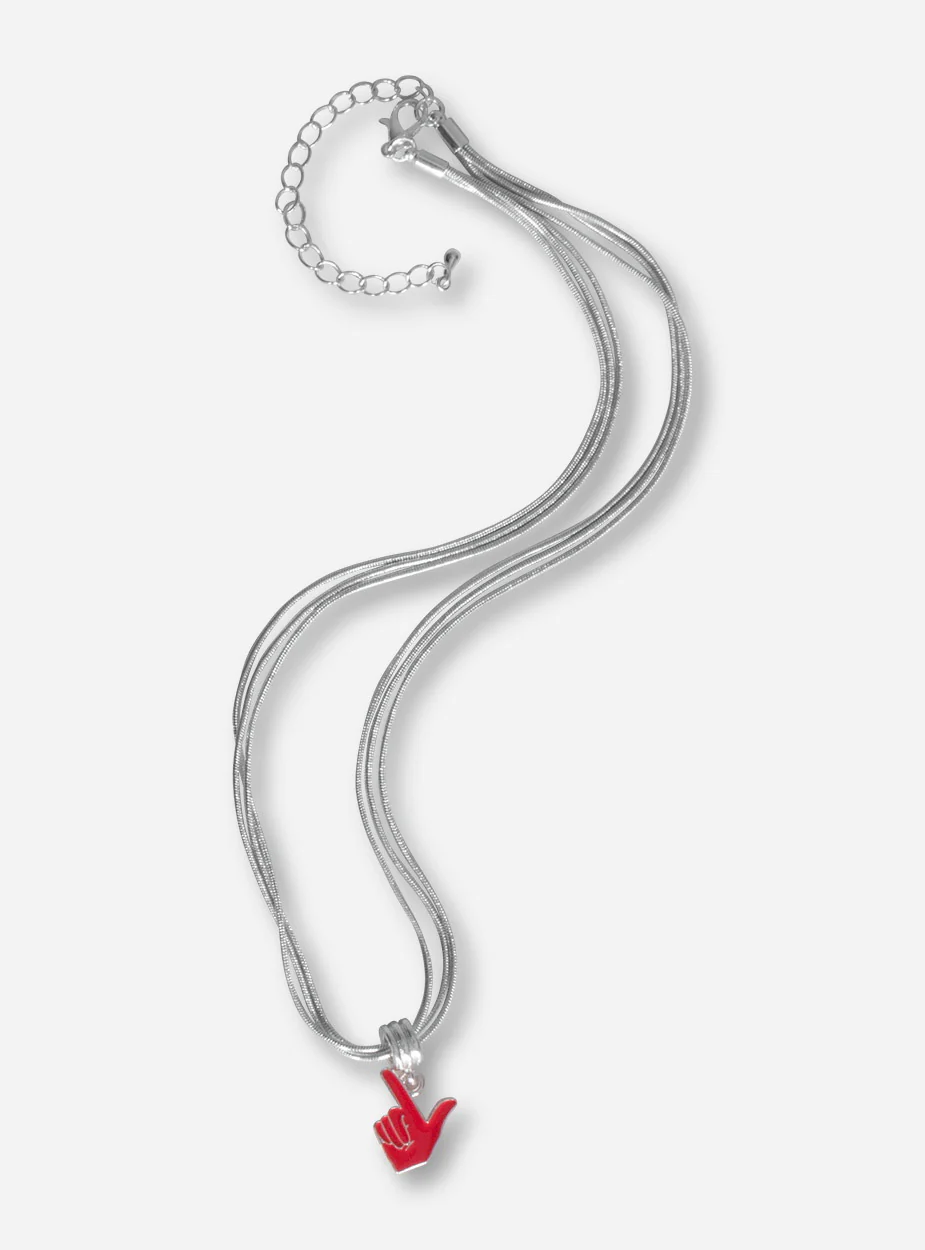 Texas Tech Guns Up Charm on Silver Triple-Chain Necklace