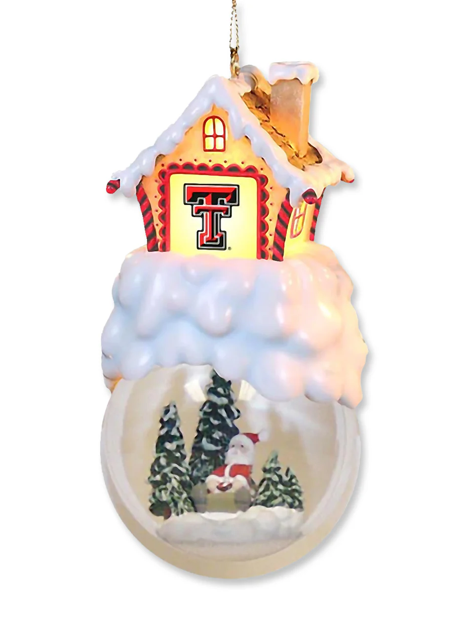 Texas Tech "Home Sweet Home" Ginger Bread House on Snow Globe Ornament