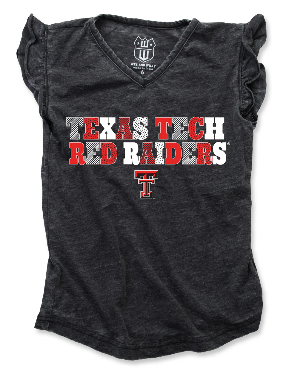 Texas Tech "Letter Patterns" Infant Ruffle Sleeve Tee