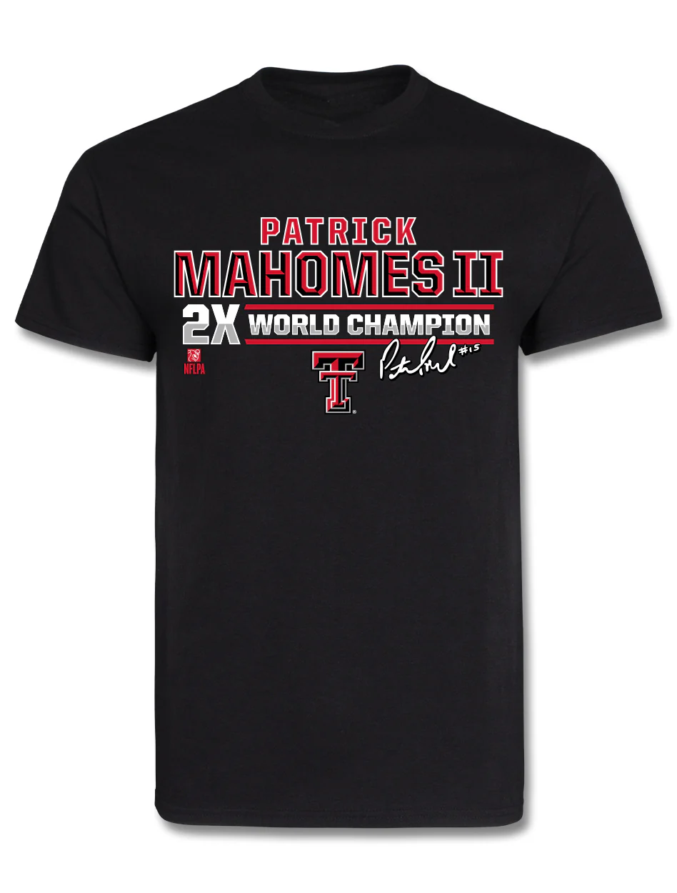 Texas Tech Mahomes "2x Champ Block" Black T-Shirt