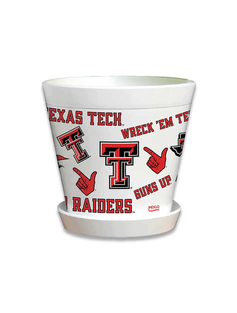 Texas Tech "Medley of Logos" 1 Qt.Flower Pot