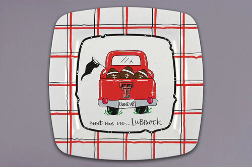 Texas Tech Meet Me in Lubbock Square Melamine Plate