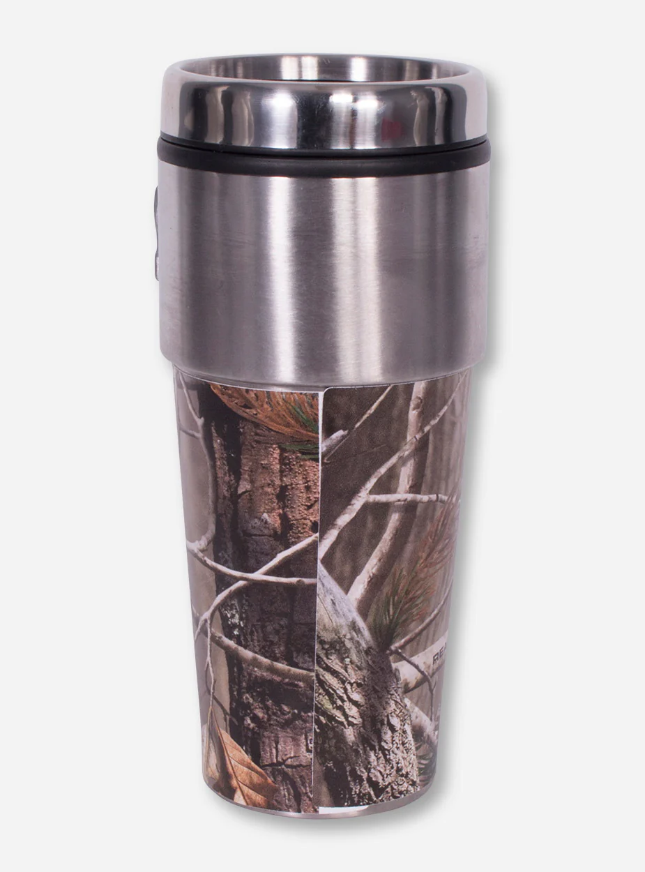 Texas Tech Metallic Double T Red Raiders Emblem on Camo Travel Tumbler - Image 2