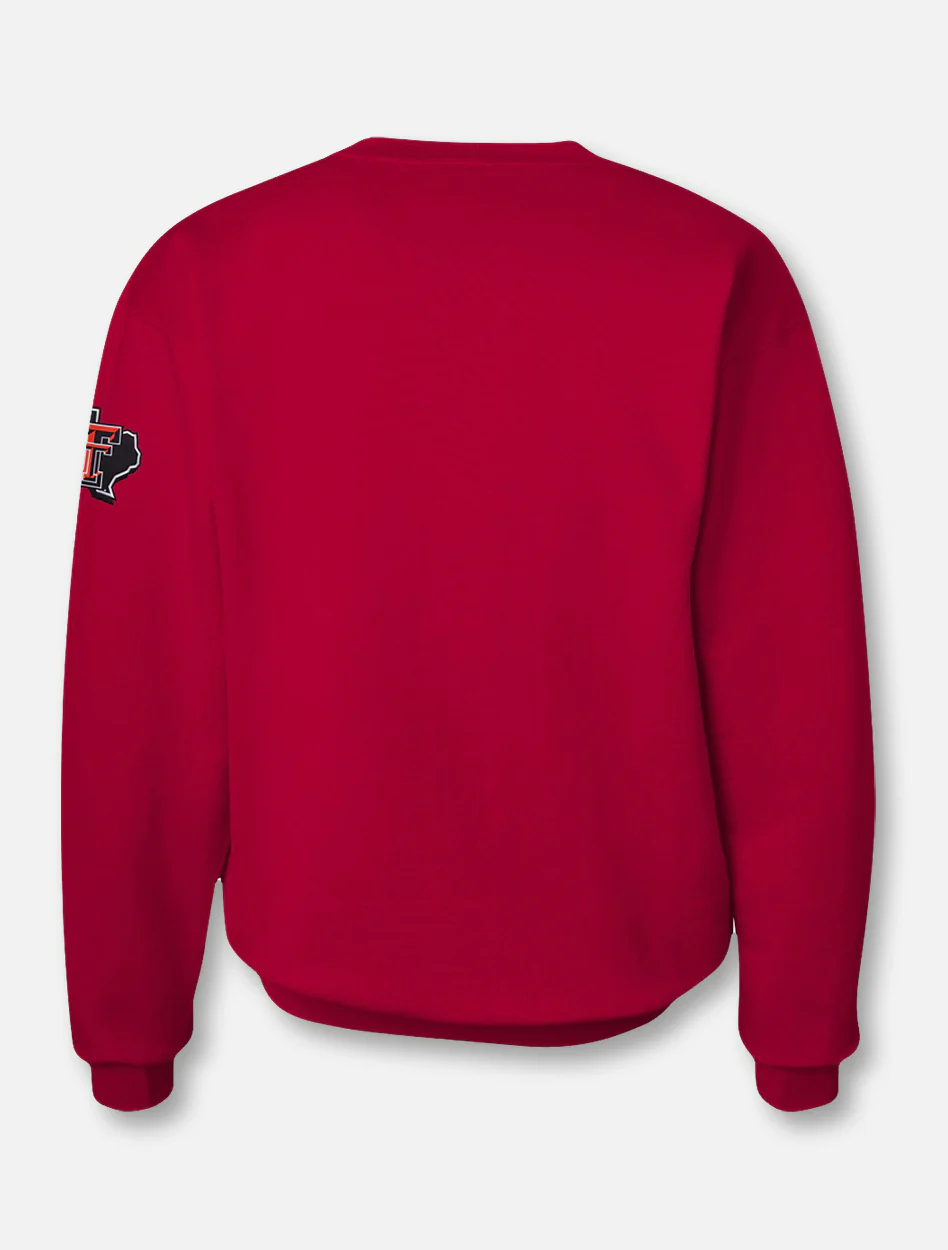 Texas Tech "Midweight Raider Red" Twill Crew Sweatshirt with Pride Sleeve Print - Image 2