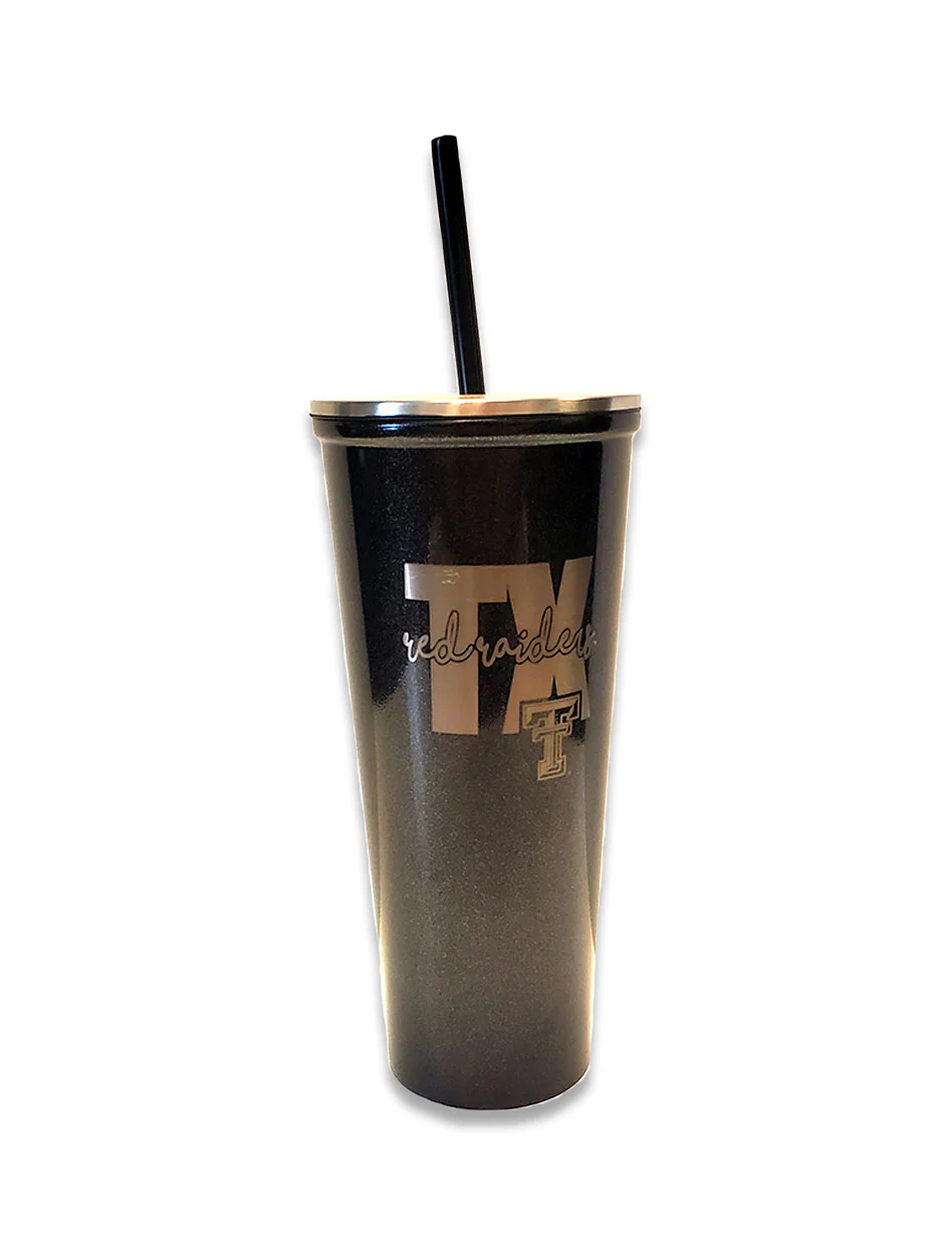 Texas Tech "Onyx Skinny" Double Walled Cup w/ Straw