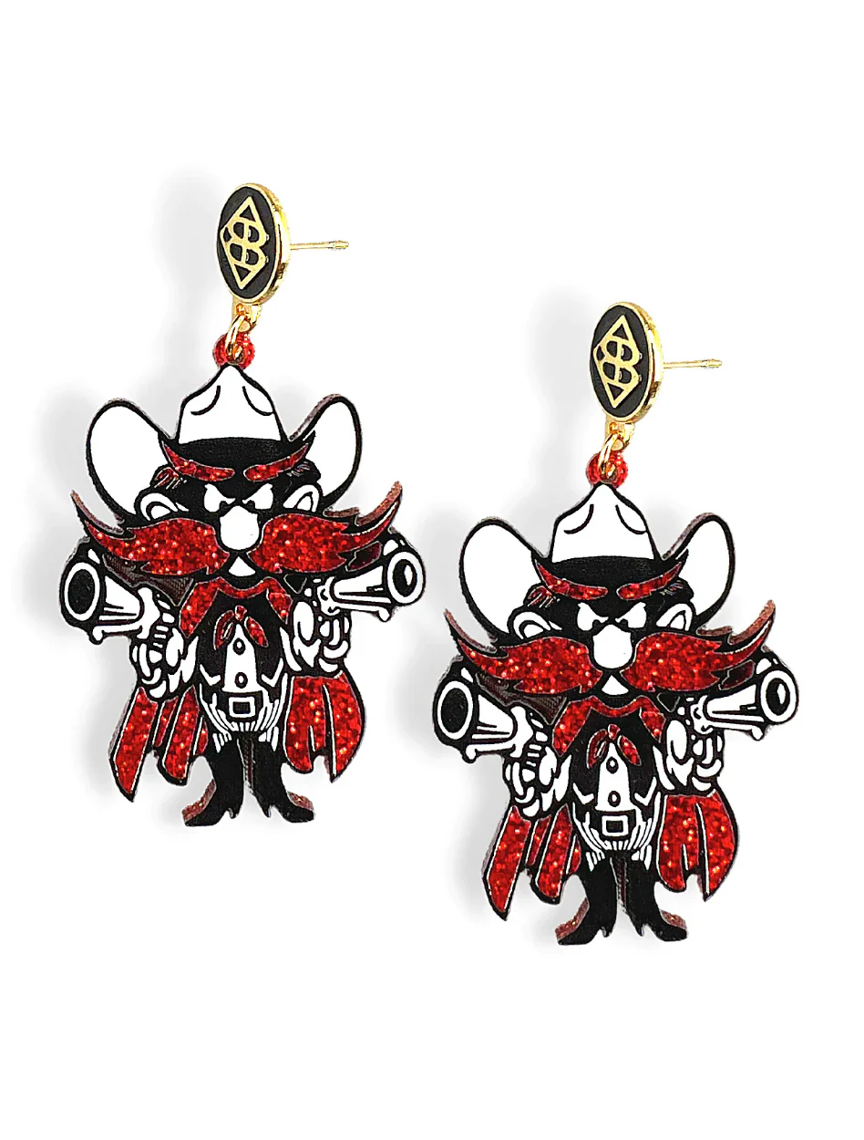 Texas Tech Raider Red Glitter Dangle Earrings