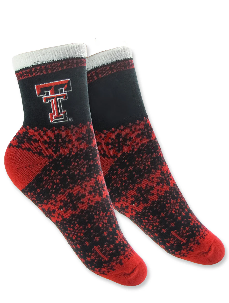 Texas Tech Red and Black Snowflake Holiday Socks