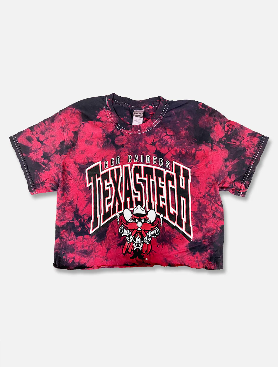 Texas Tech Red Raiders "All that 90's" Arch over Raider Red Tie Dye Crop Top