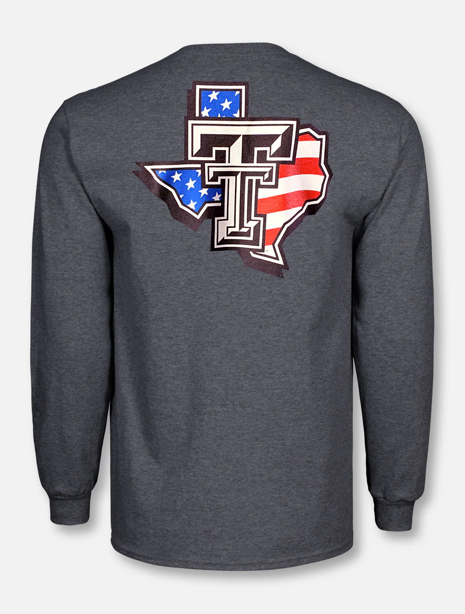 Texas Tech Red Raiders Black and White Double T "American Flag Pride" Long Sleeve T-Shirt