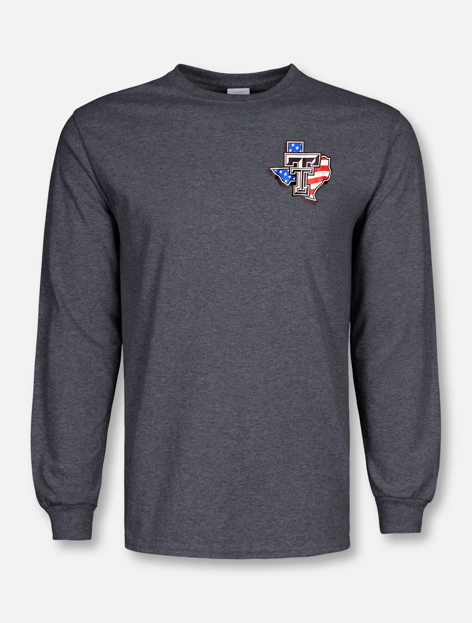 Texas Tech Red Raiders Black and White Double T "American Flag Pride" Long Sleeve T-Shirt - Image 2