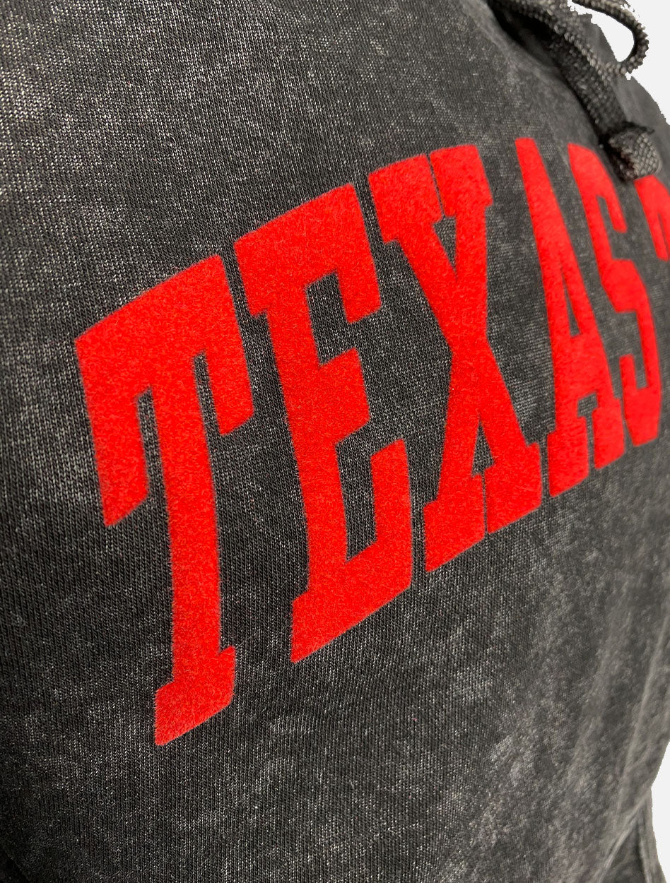 Texas Tech Red Raiders Black Flocked Arch Mineral Washed Hood - Image 3