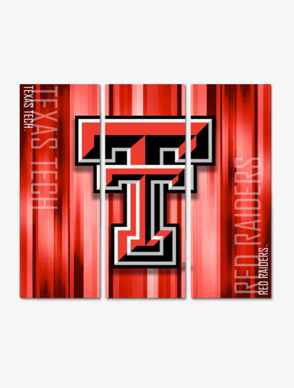Texas Tech Red Raiders Bulls Canvas Wall Art Triptych Rush Design