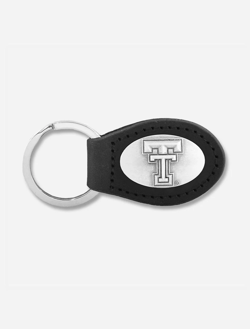 Texas Tech Red Raiders Double T Leather Keychain with Metal Concho - Image 2
