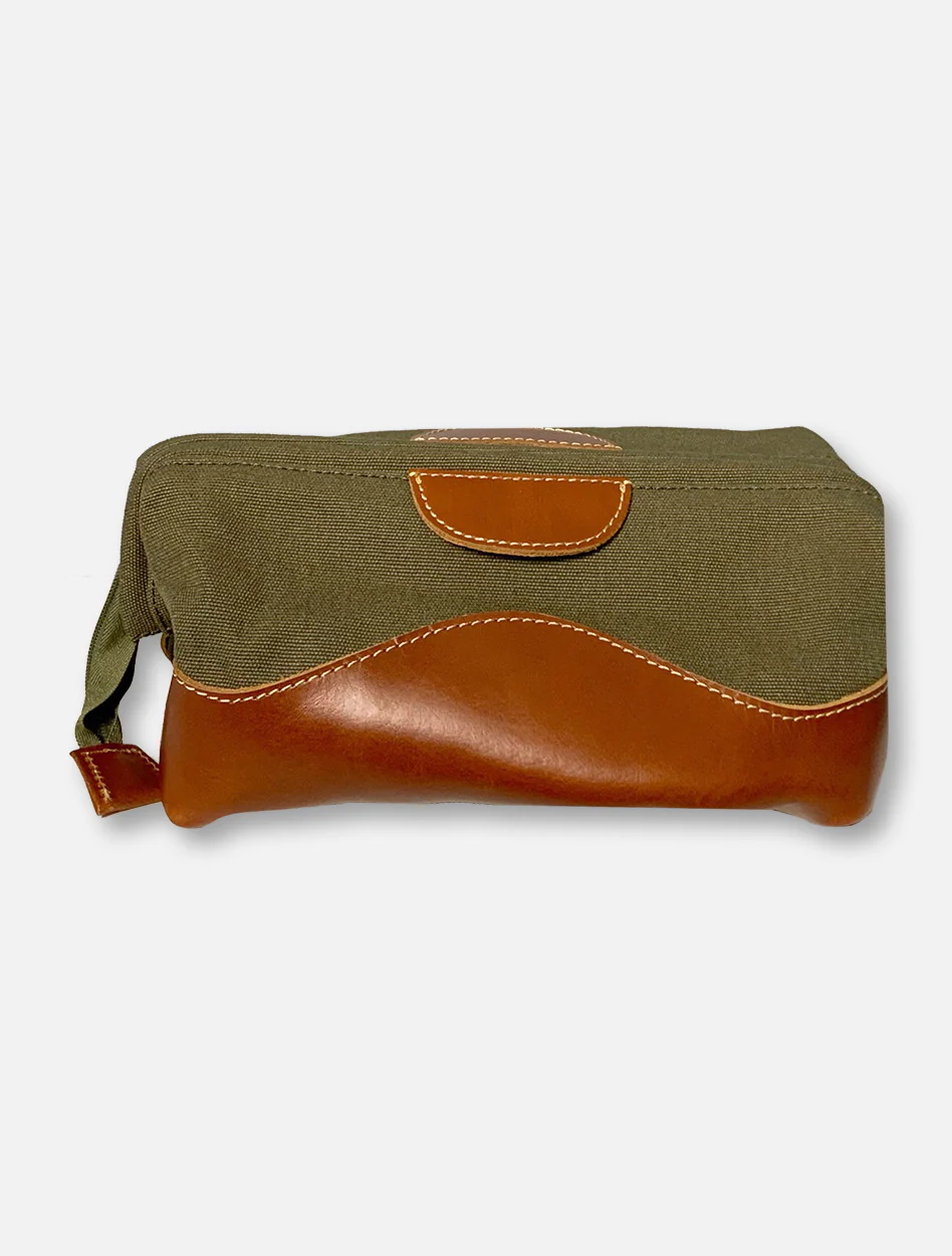 Texas Tech Red Raiders Double T Olive and Brown Canvas And Leather Toiletry Bag - Image 2
