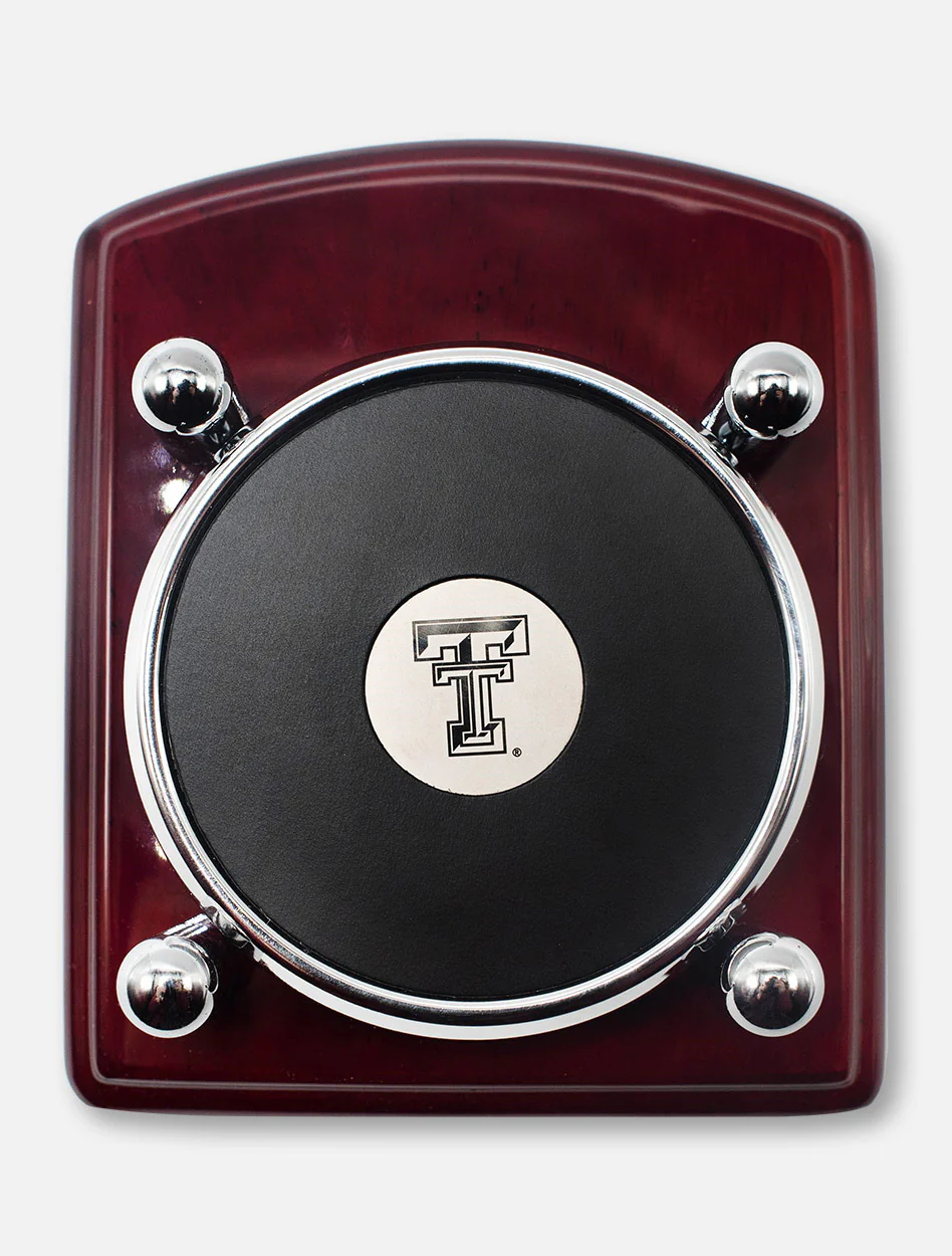 Texas Tech Red Raiders Double T Round Rosewood Finish Coaster Set - Image 8