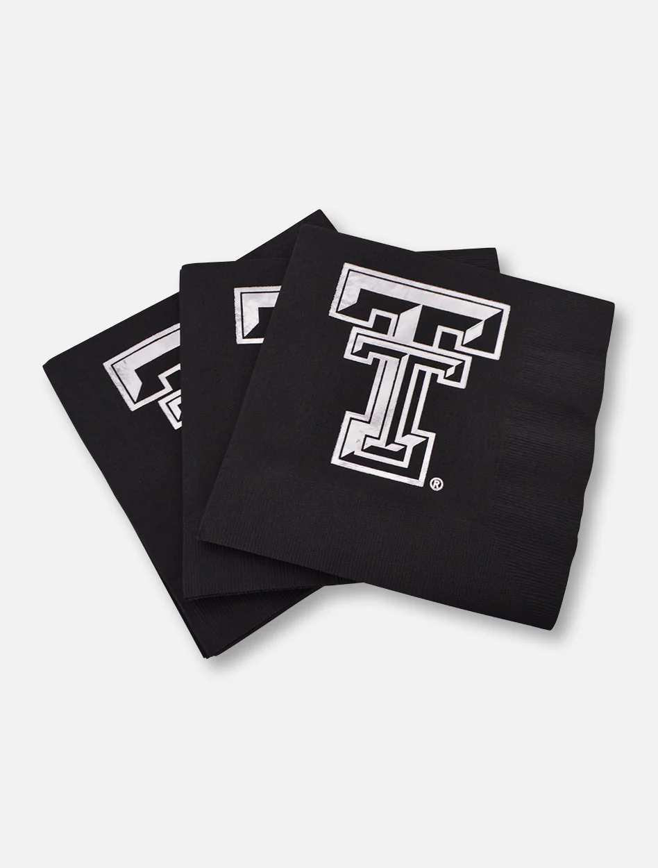 Texas Tech Red Raiders Metallic Silver Double T 3-Ply Napkins - Image 2