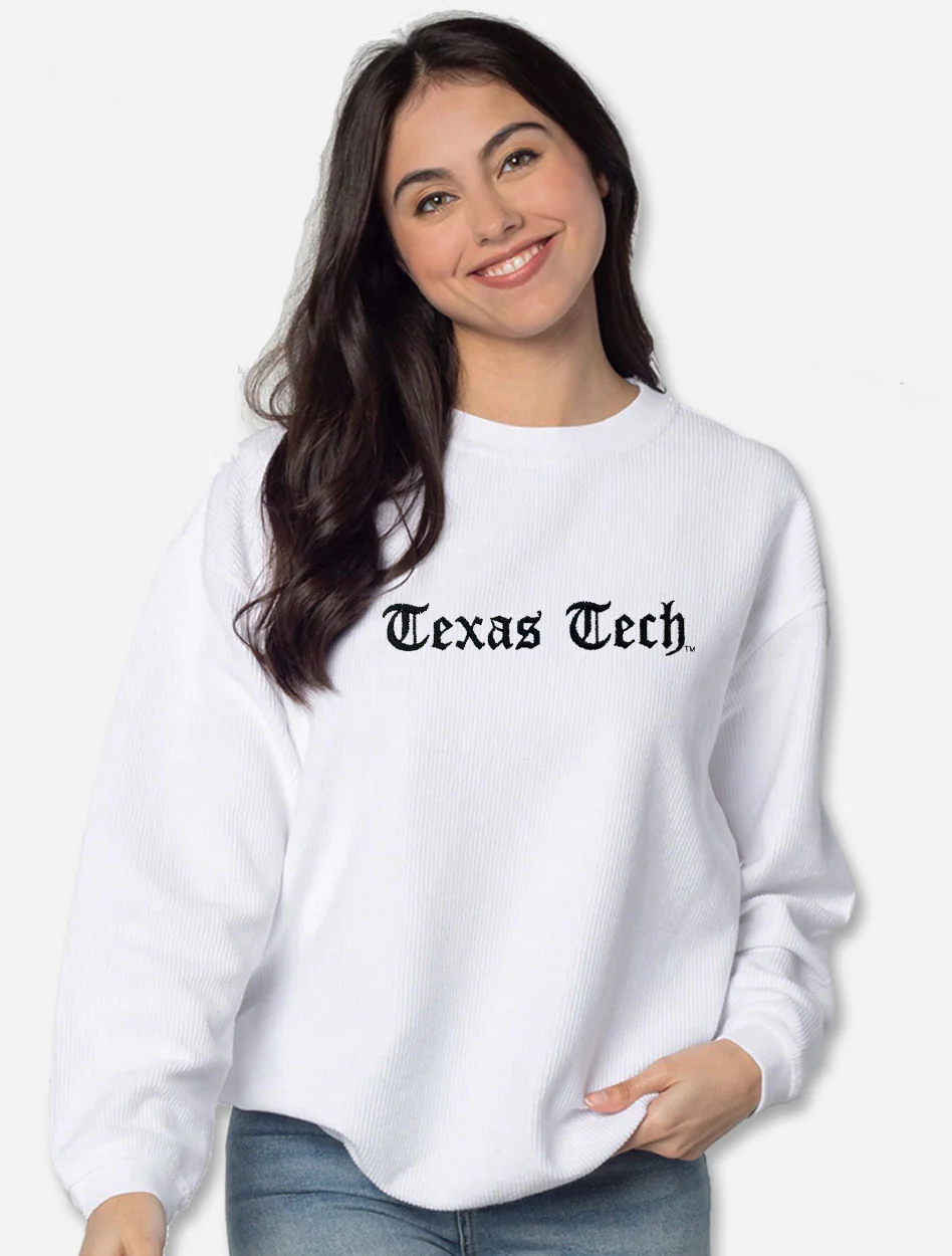 **Texas Tech Red Raiders "Old English"  White Corduroy Sweatshirt