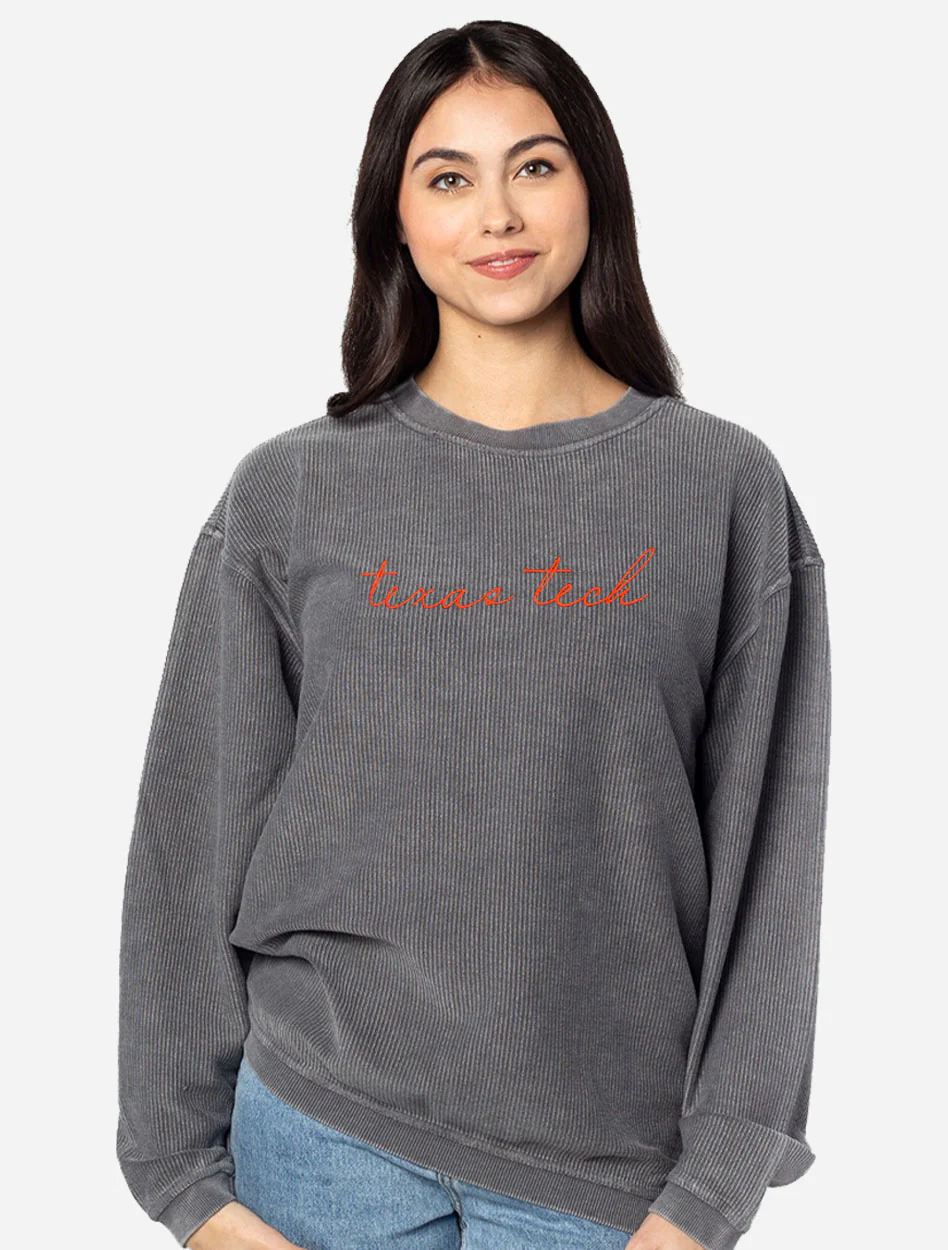 Texas Tech Red Raiders "Scripted" Corduroy Sweatshirt - Image 2
