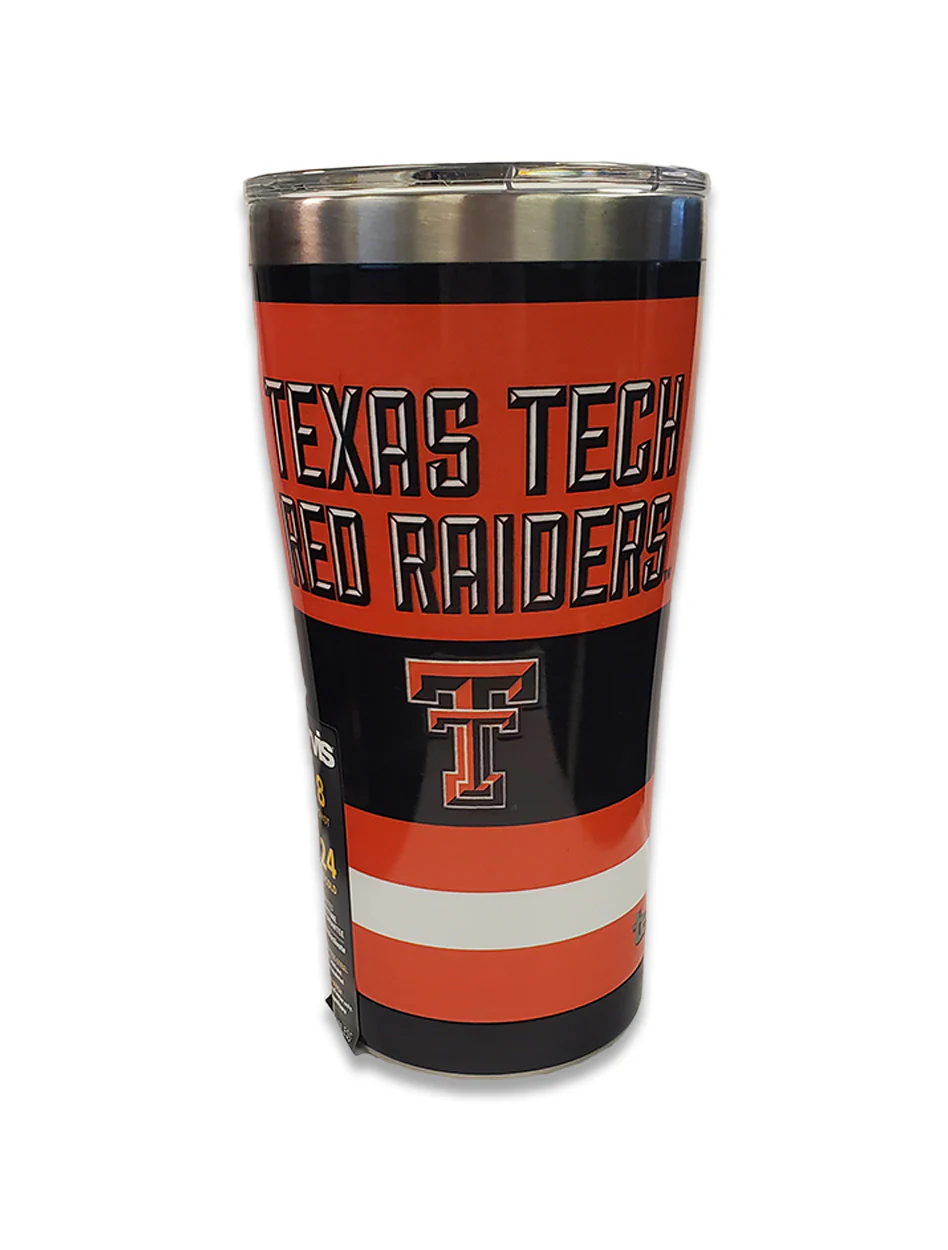 Texas Tech Red Raiders Striped 20oz Stainless Steel Travel Tumbler