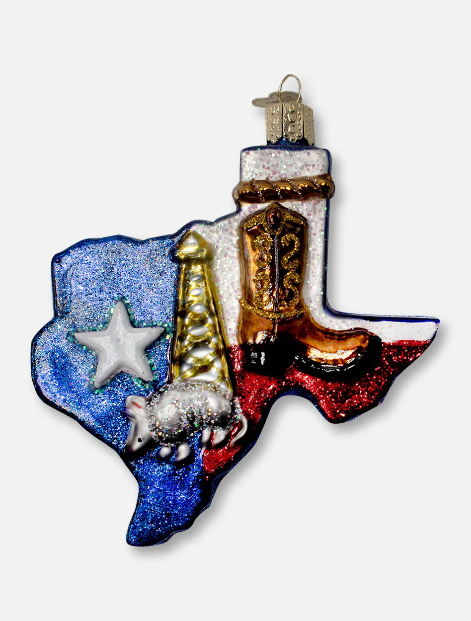 Texas Tech Red Raiders Texas State of Texas Glass Blown Ornament - Image 2