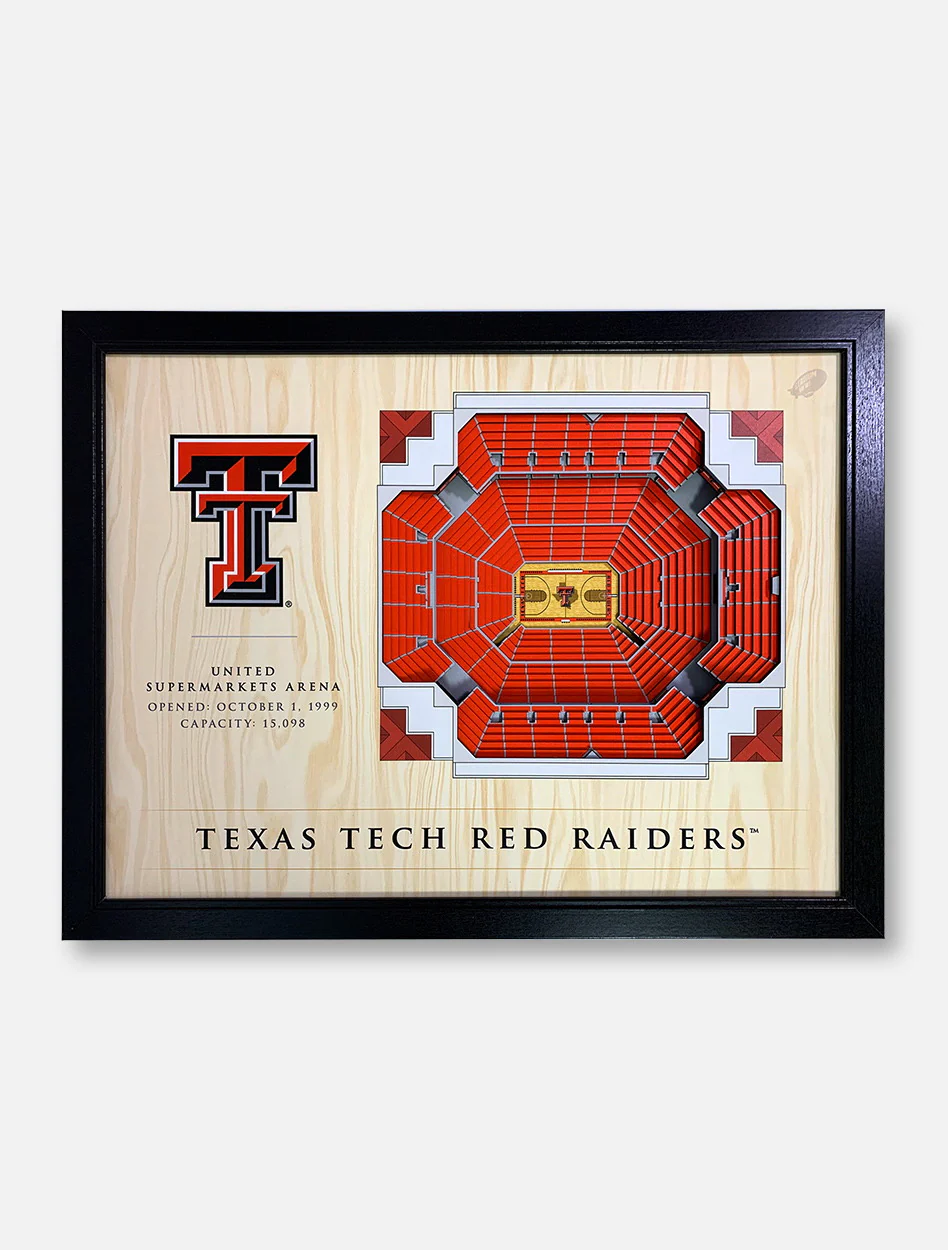 Texas Tech Red Raiders Three-Dimensional Twenty-Five-Layer View of United Supermarkets Arena Wall Decor