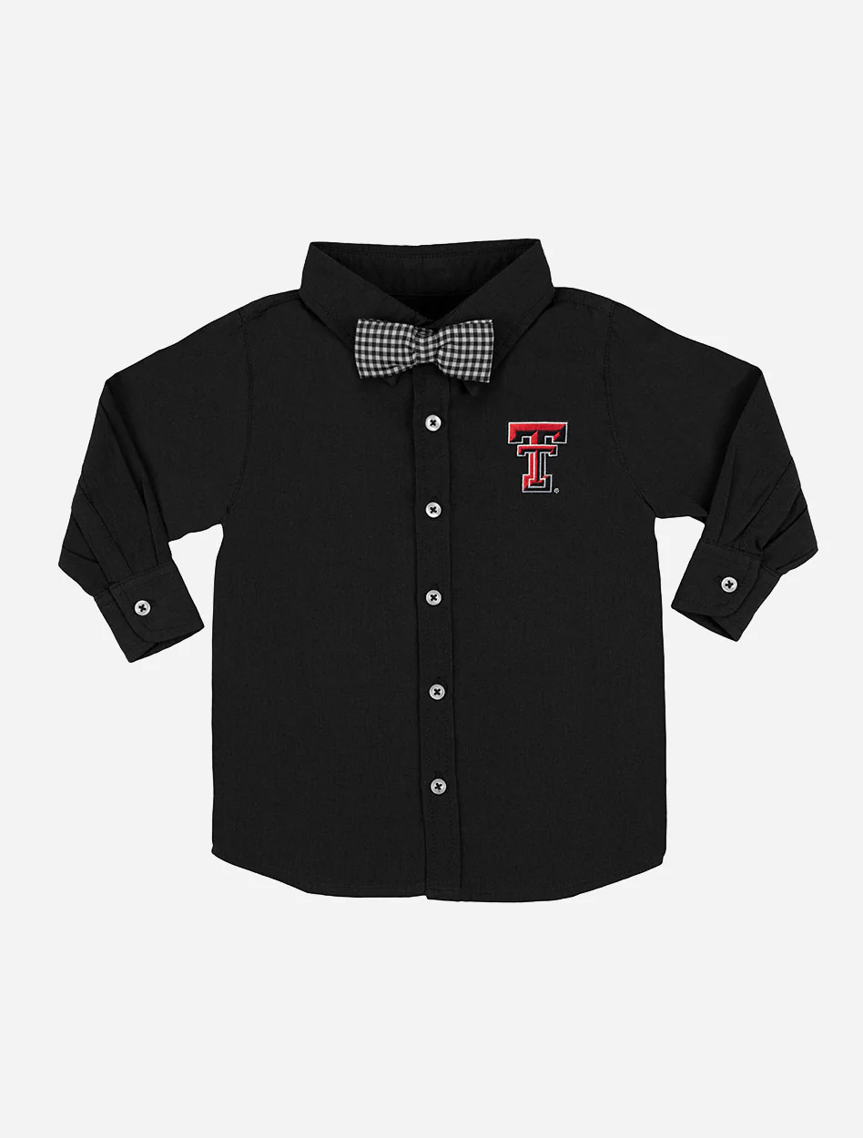Texas Tech Red Raiders Toddler Solid Button Down Shirt with Gingham Bowtie