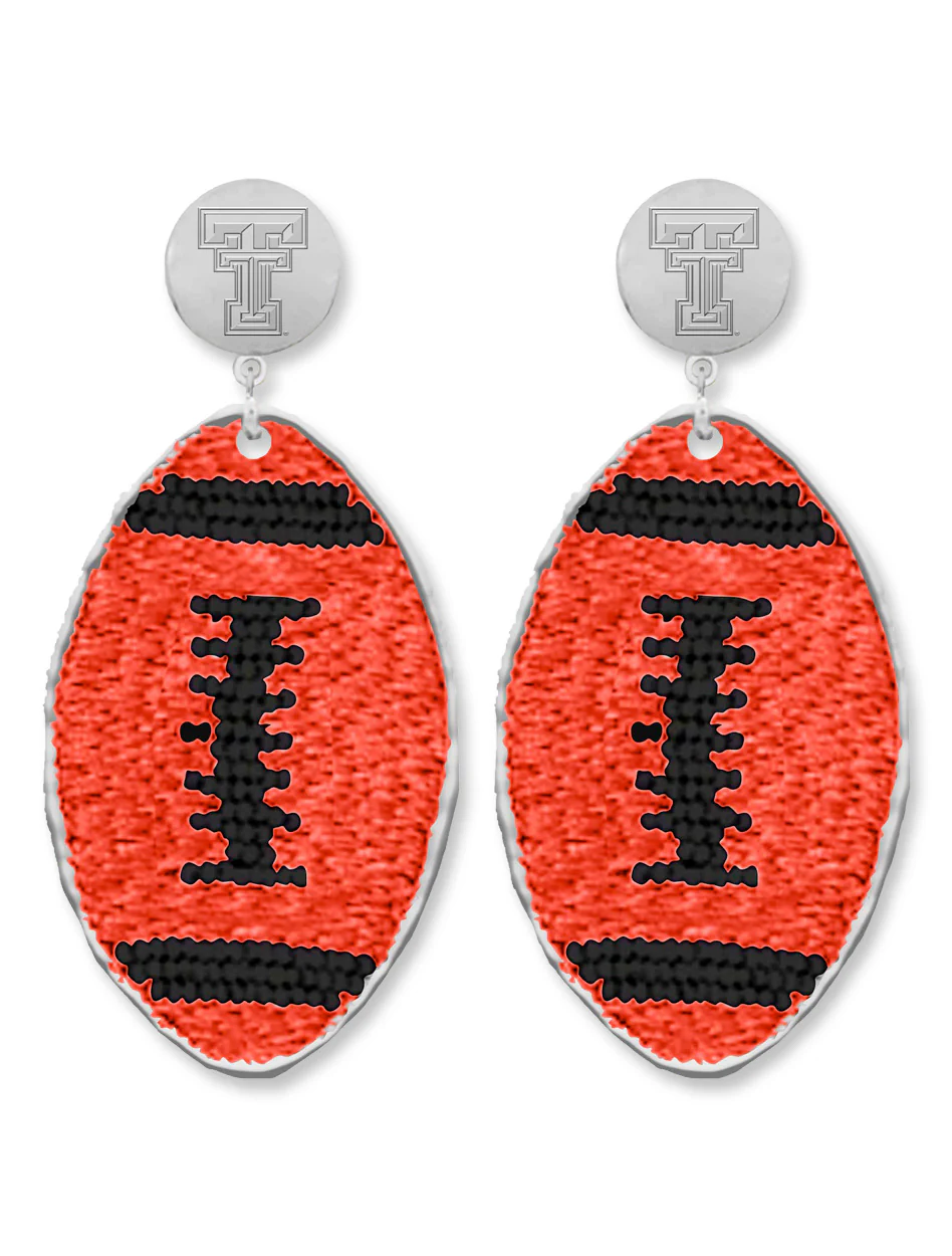 Texas Tech Red Raiders "Touchback Football" Beaded Football Dangle Earrings - Image 2