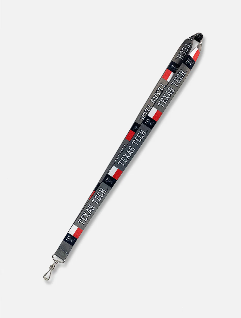 Texas Tech Red Raiders TX Flag in School Colors Lanyard