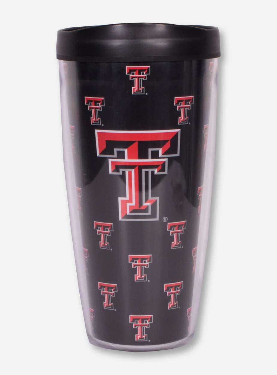 Texas Tech Repeating Double T Black Travel Tumbler