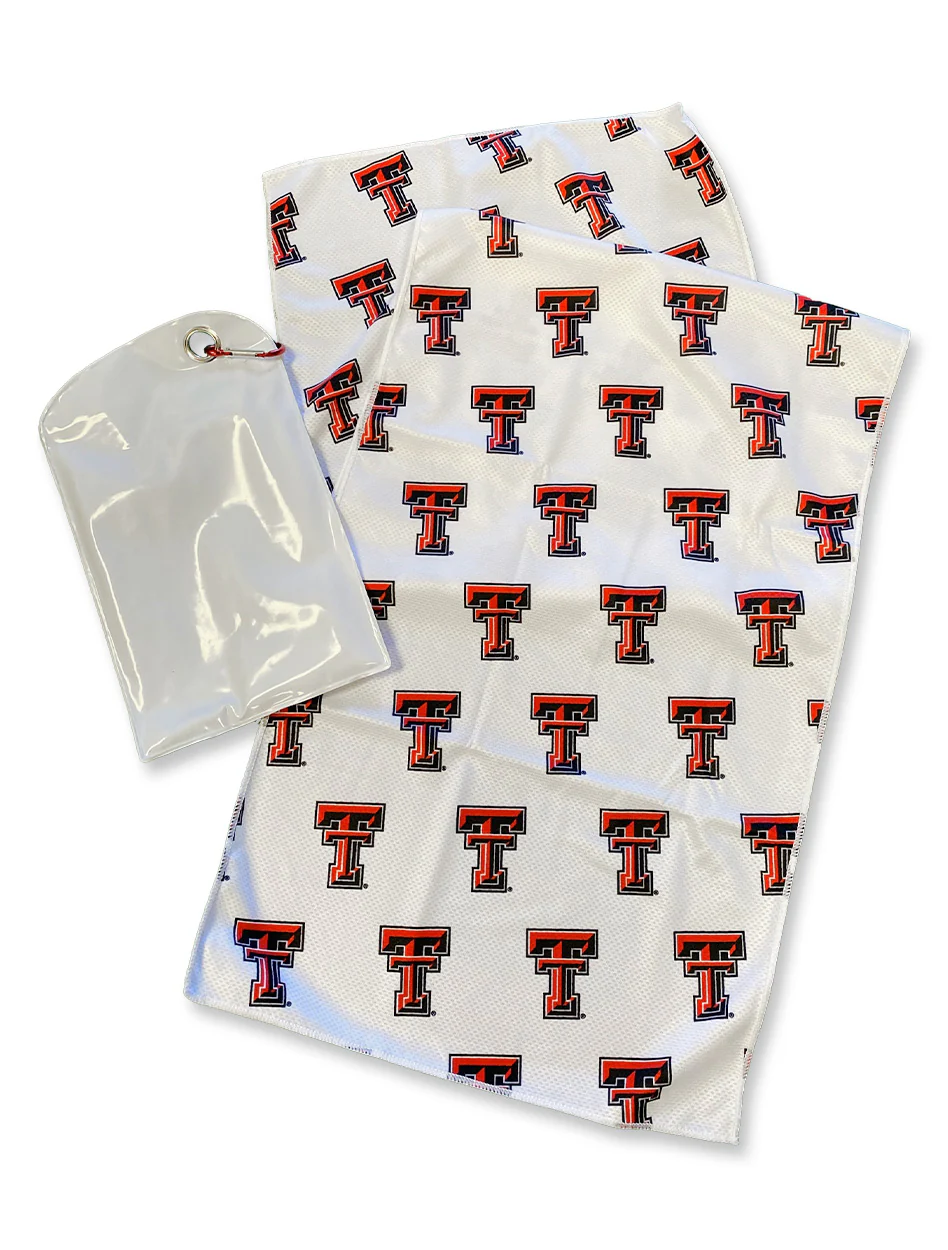 Texas Tech Repeating Double T White Cooling Towel - Image 2
