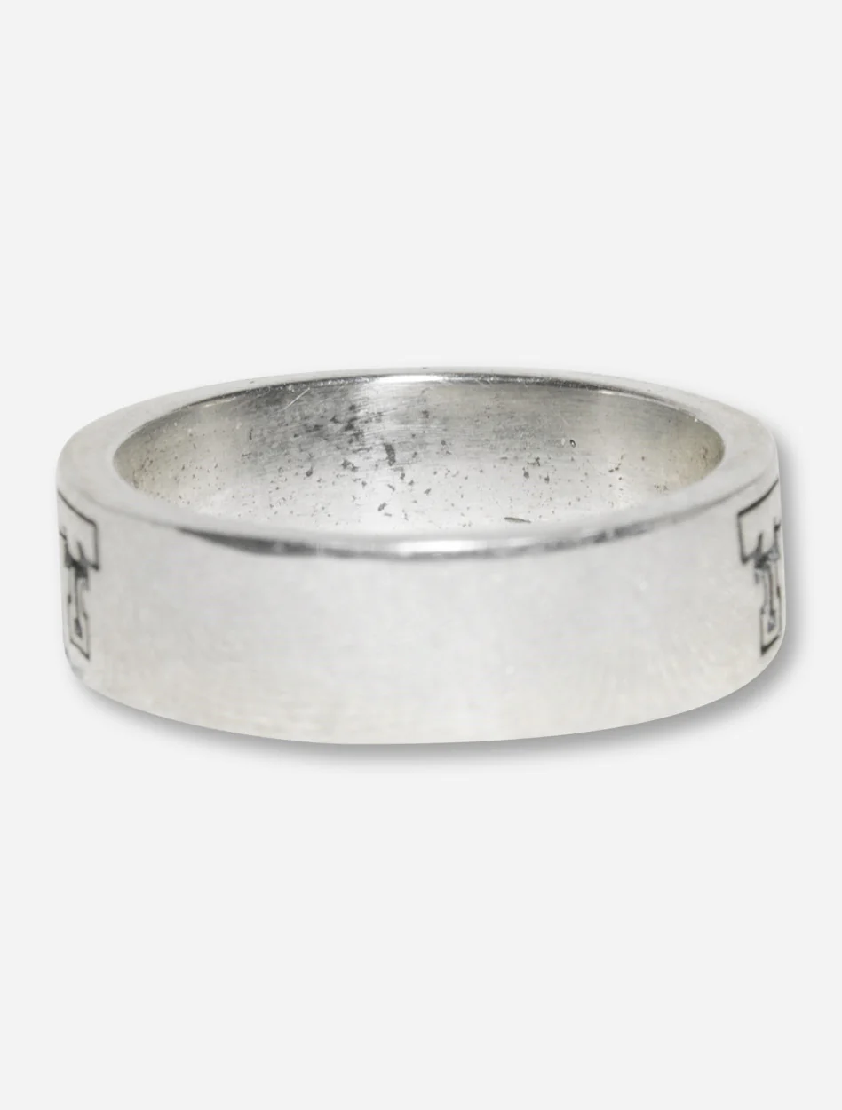Texas Tech Repeating Double Ts on Sterling Silver Band Ring - Image 2
