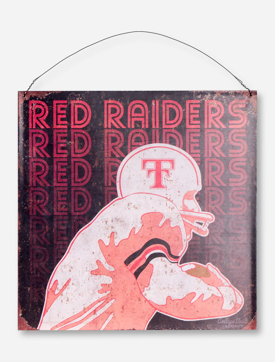 Texas Tech Retro Football Player Tin Sign