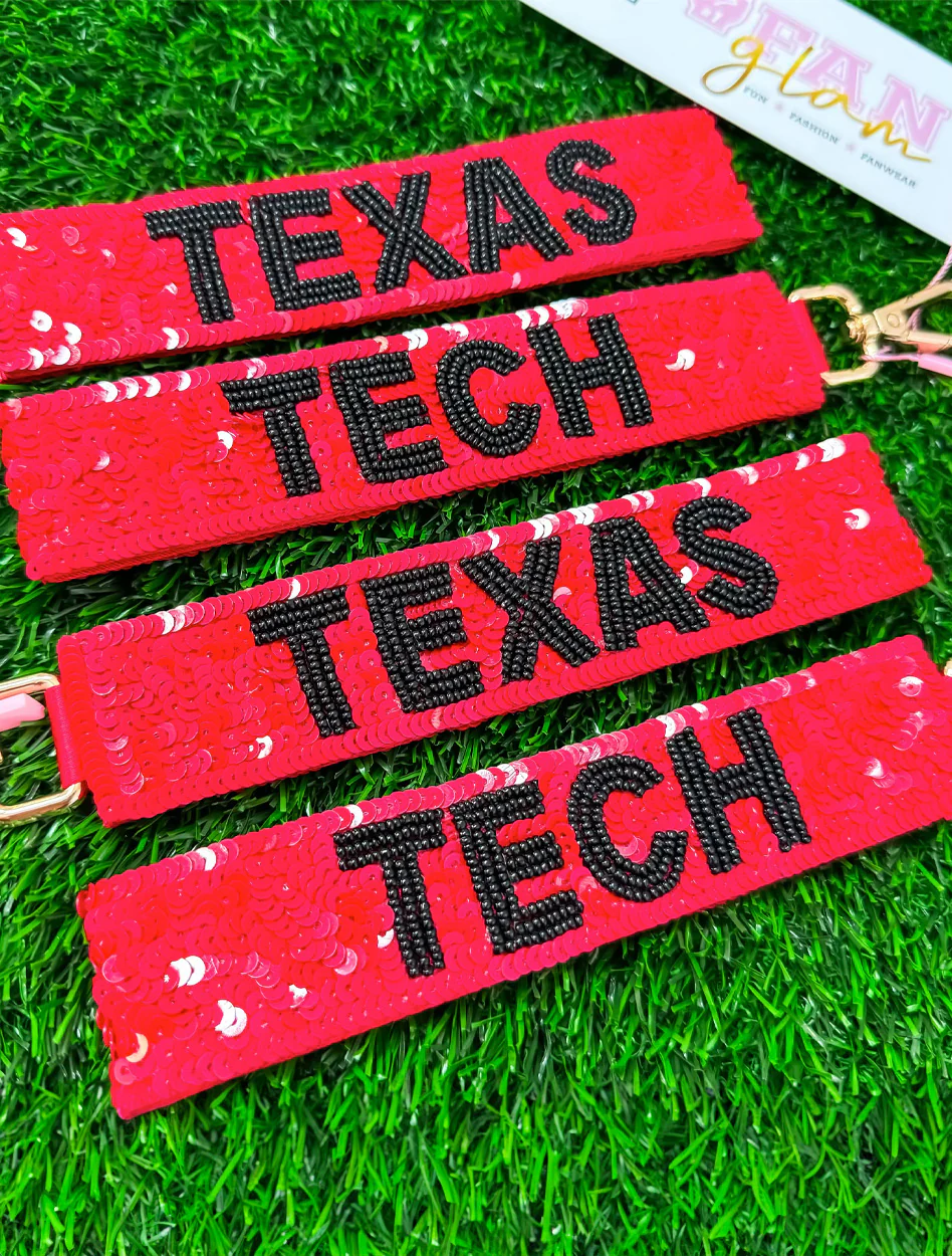 Texas Tech Sequins Wristlet Keychain