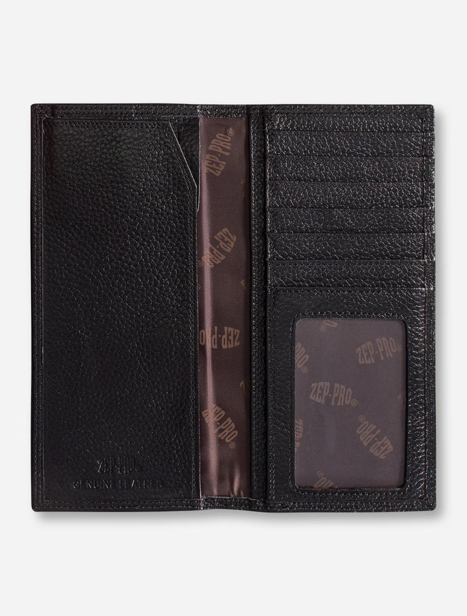 Texas Tech Silver Emblem on Black Pebble Grain Tall Wallet - Image 3