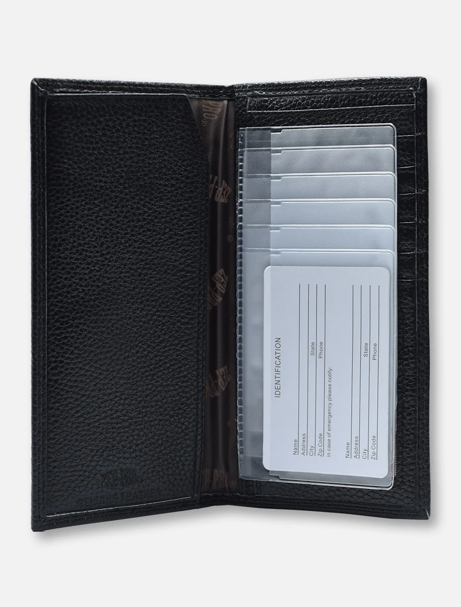 Texas Tech Silver Emblem on Black Pebble Grain Tall Wallet - Image 4
