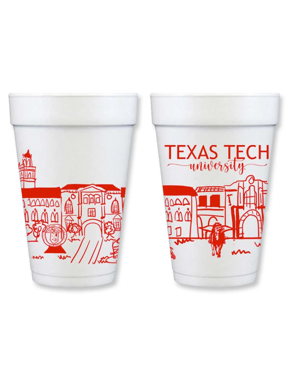 Texas Tech "Skyline" Set of 10 Plastic 16 oz cups