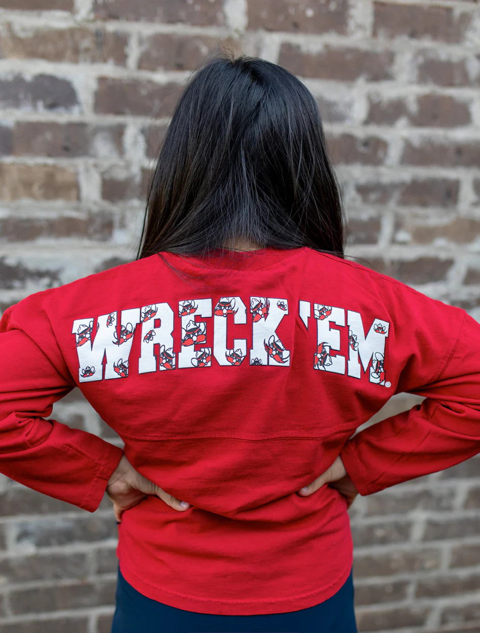 Texas Tech Spirit Jersey "Raider Red Preppy" Youth Crew Sweatshirt