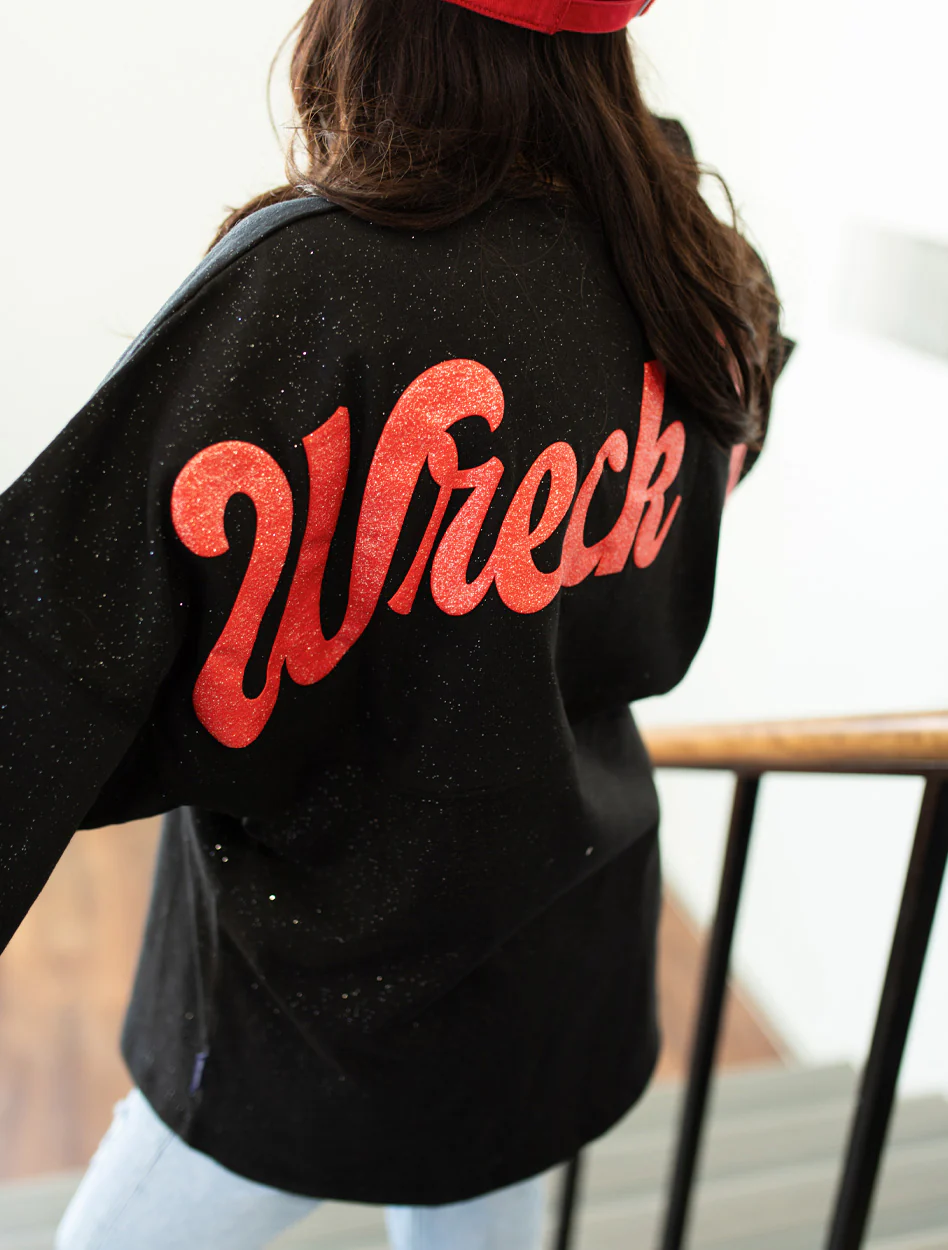 Texas Tech Spirit Jersey "Wreck 'Em Script" Sparkle Crew Neck - Image 4
