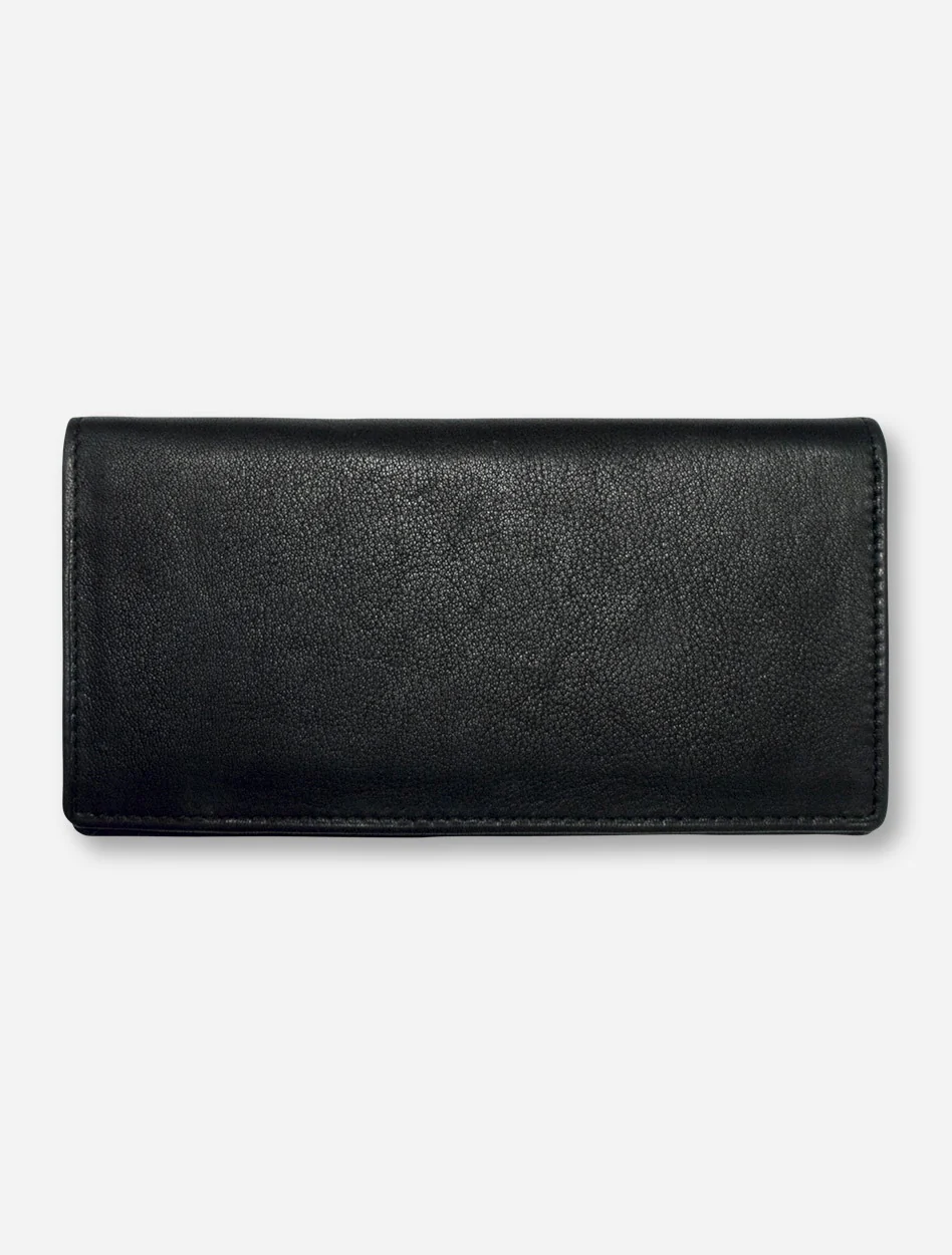 Texas Tech Square Double T Emblem on Black Leather Checkbook Wallet - Image 2