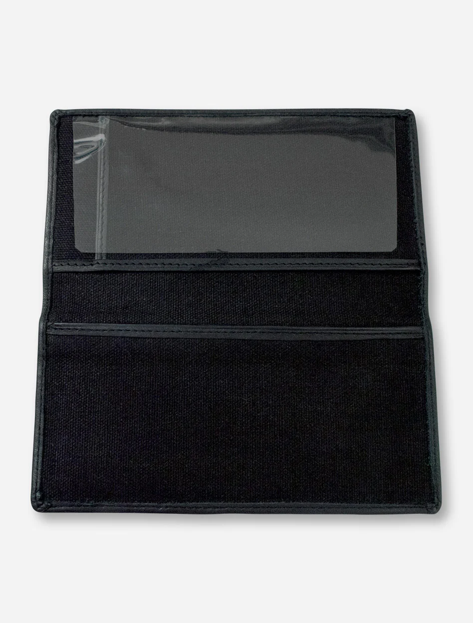 Texas Tech Square Double T Emblem on Black Leather Checkbook Wallet - Image 3