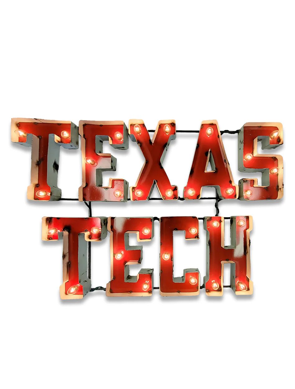 Texas Tech Stacked "Vintage" Illuminated Recycled Metal Wall Sign