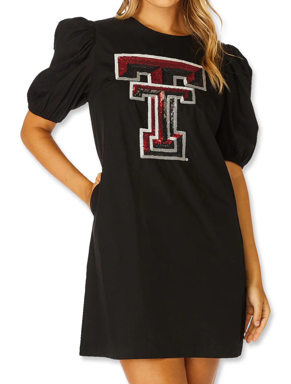 Texas Tech Stewart Simmons Sequin Puff Sleeve Dress
