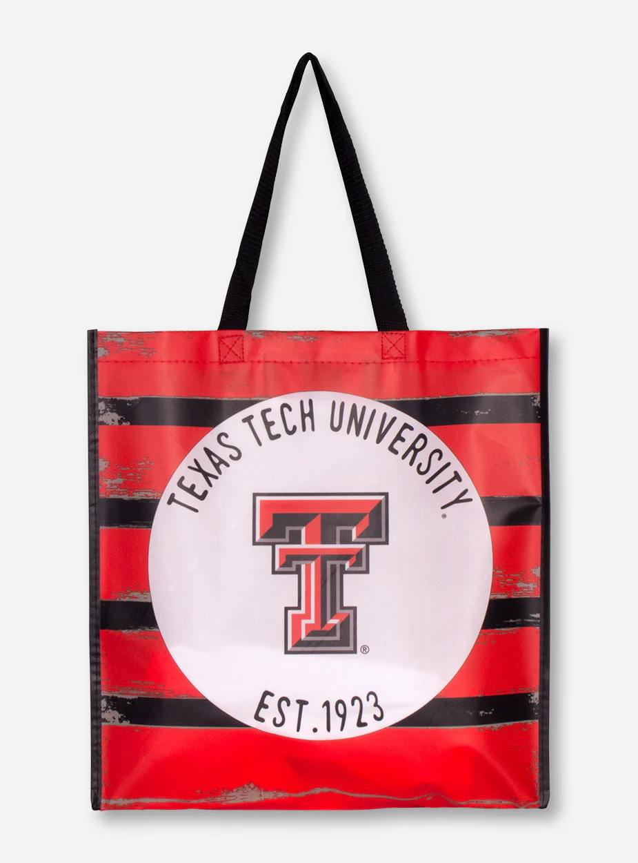 Texas Tech Striped Plastic Picnic Tote