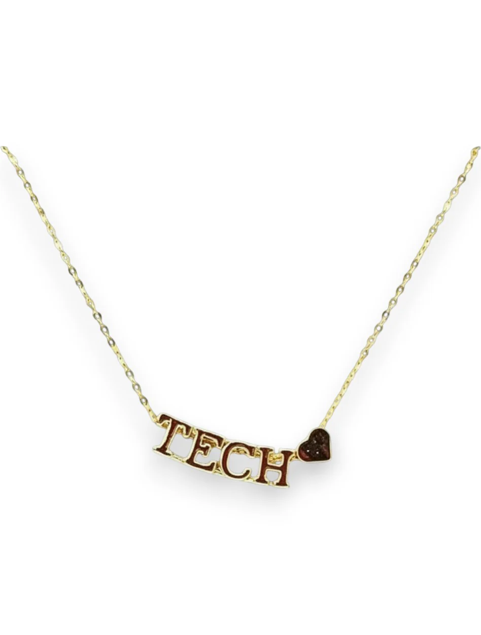 Texas Tech "TECH w/ Heart" Necklace