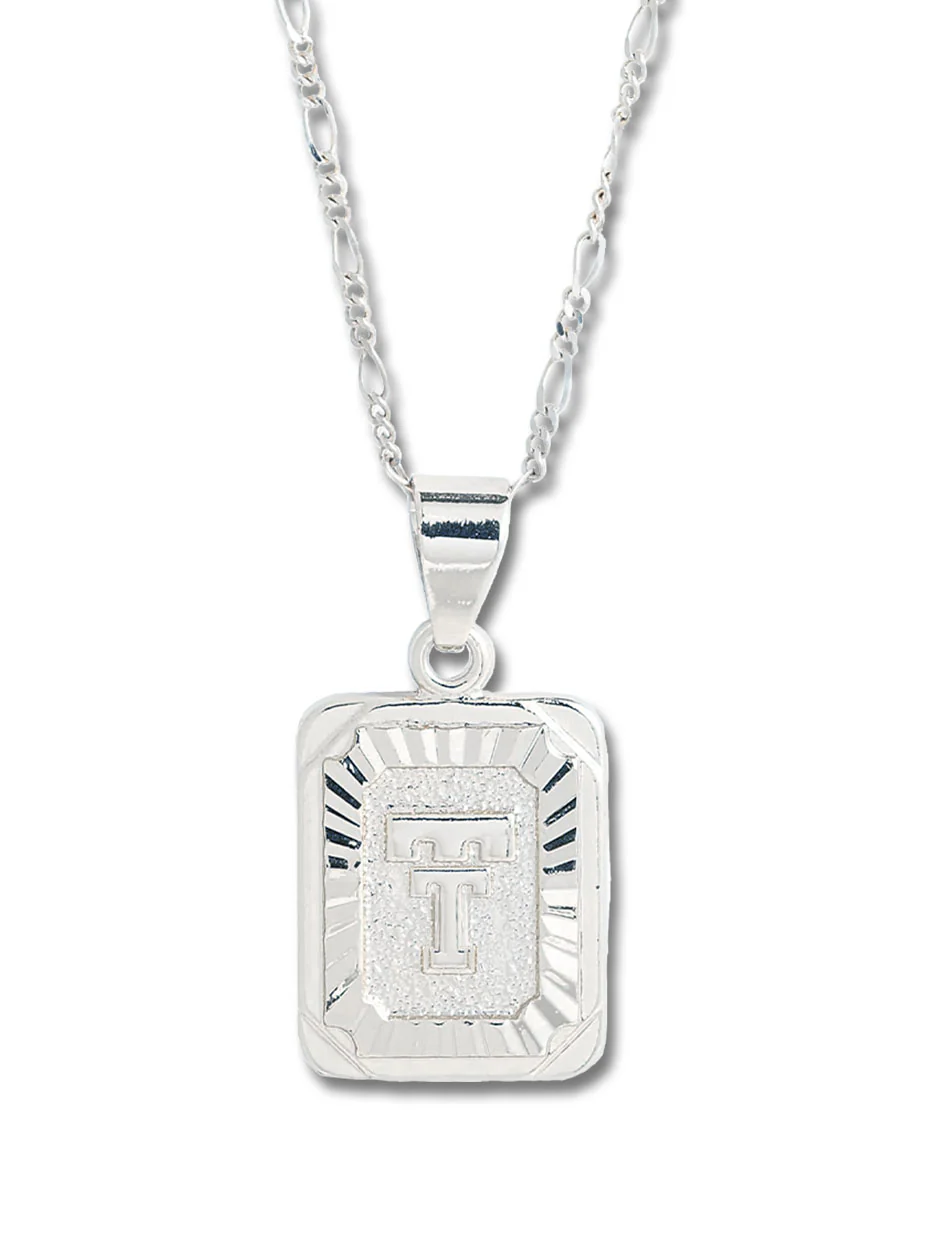 Texas Tech Throwback Double T Silver Plated Card Necklace