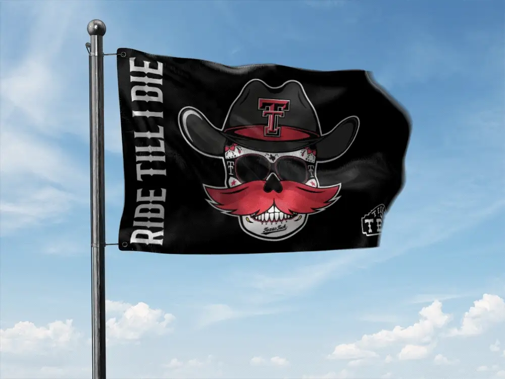 Texas Tech "Till I Die" Skull 3'x5' Deluxe Flag - Image 2