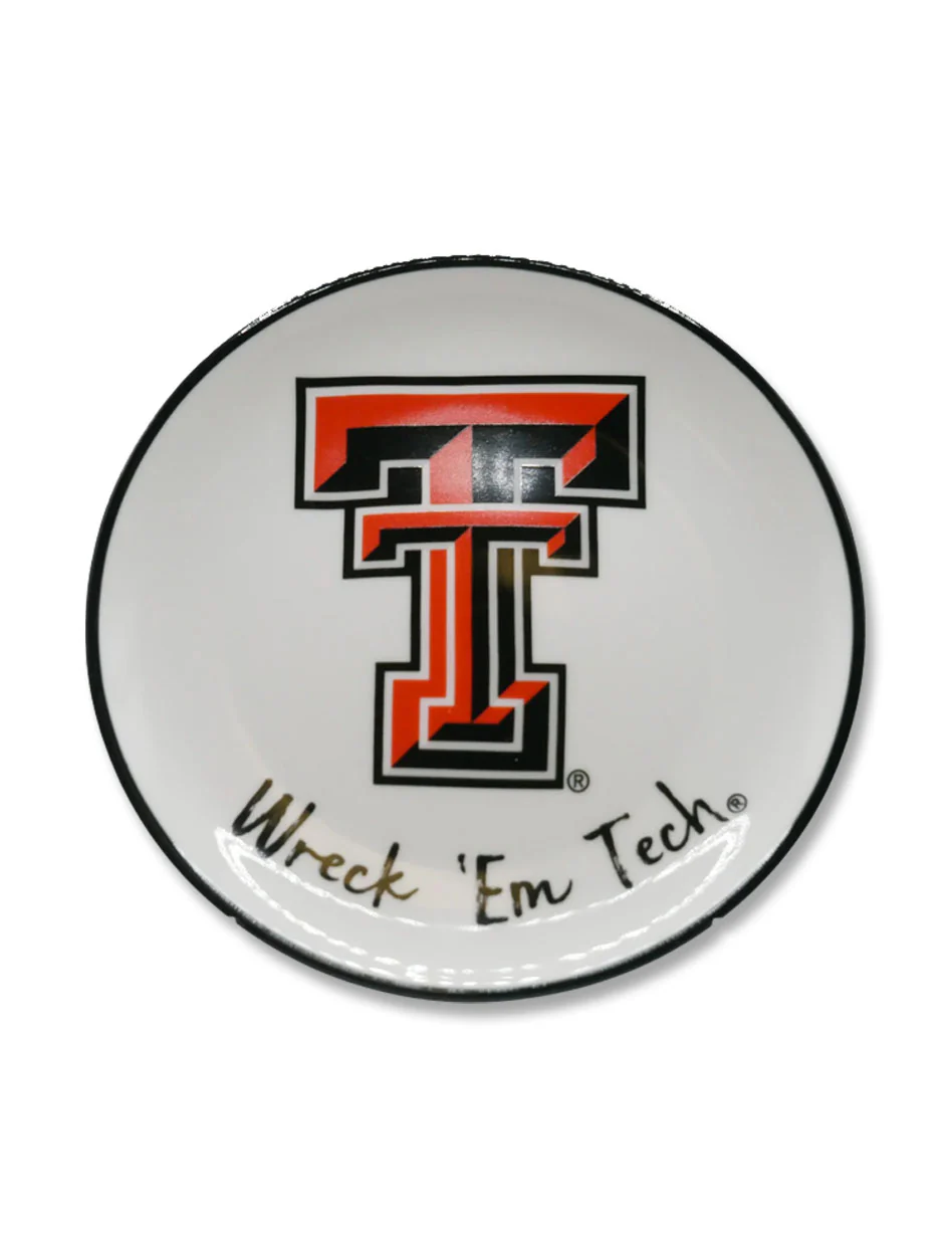 Texas Tech "Wreck'em Tech Double T" Ceramic Round Trinket Tray