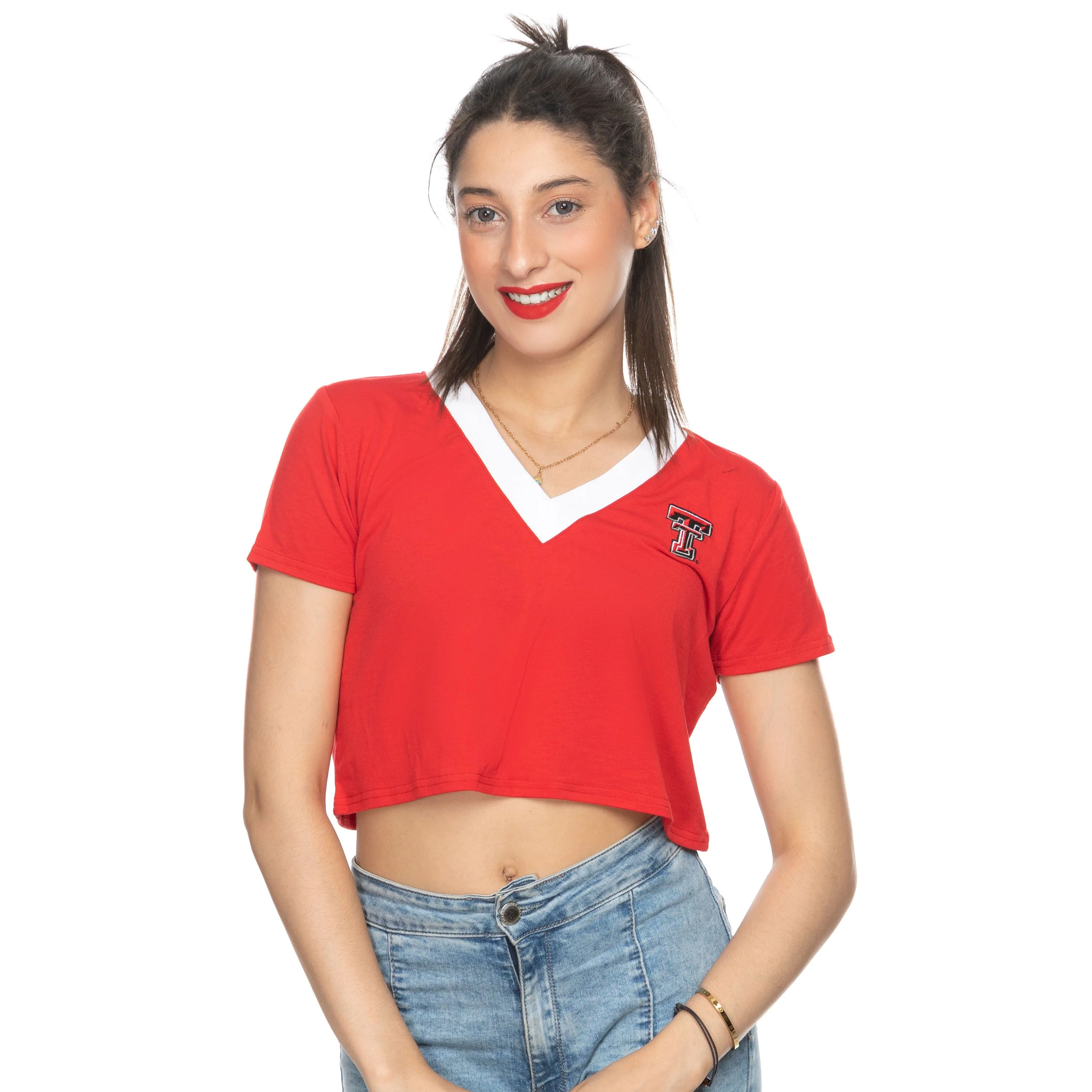 **Texas Tech ZooZats "V is for Victory" V-Neck Crop Top