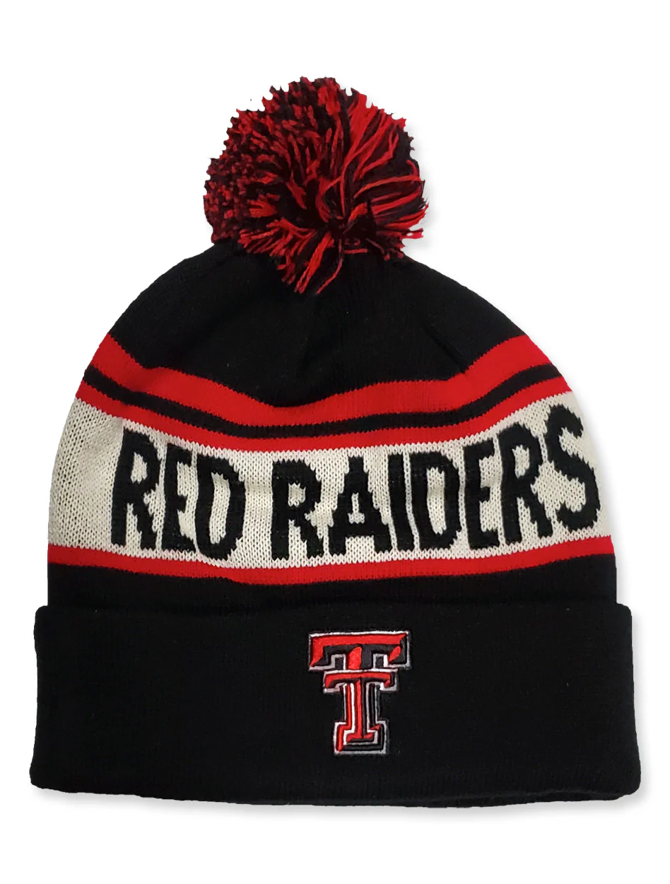 TOW Texas Tech Red Raiders Double T w/Pom Cuffed Beanie