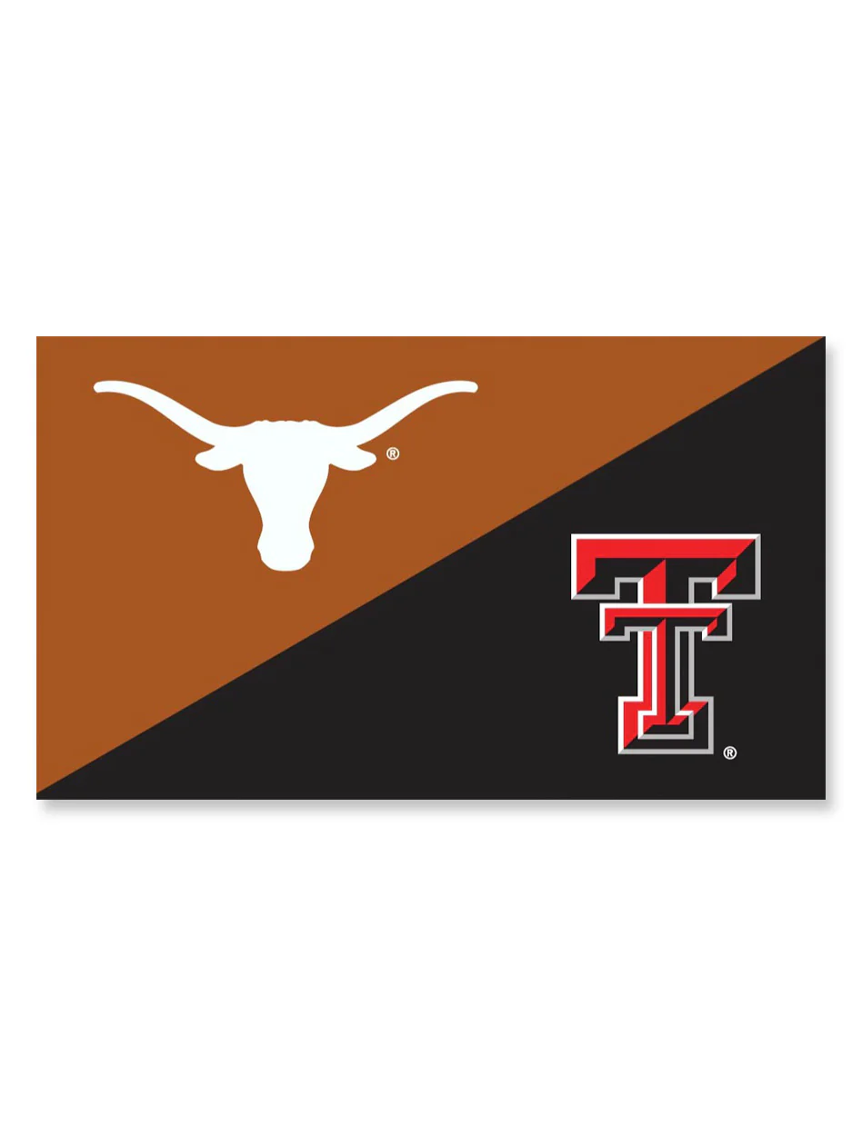 House Divided Texas Tech/ UT  3' x 5' Silk Screen Flag